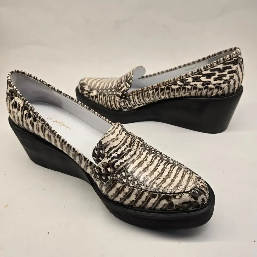 3.1 Phillip Lim Snake Embossed Platform Wedge Loafer EU 40 US 10 Chunky Creeper